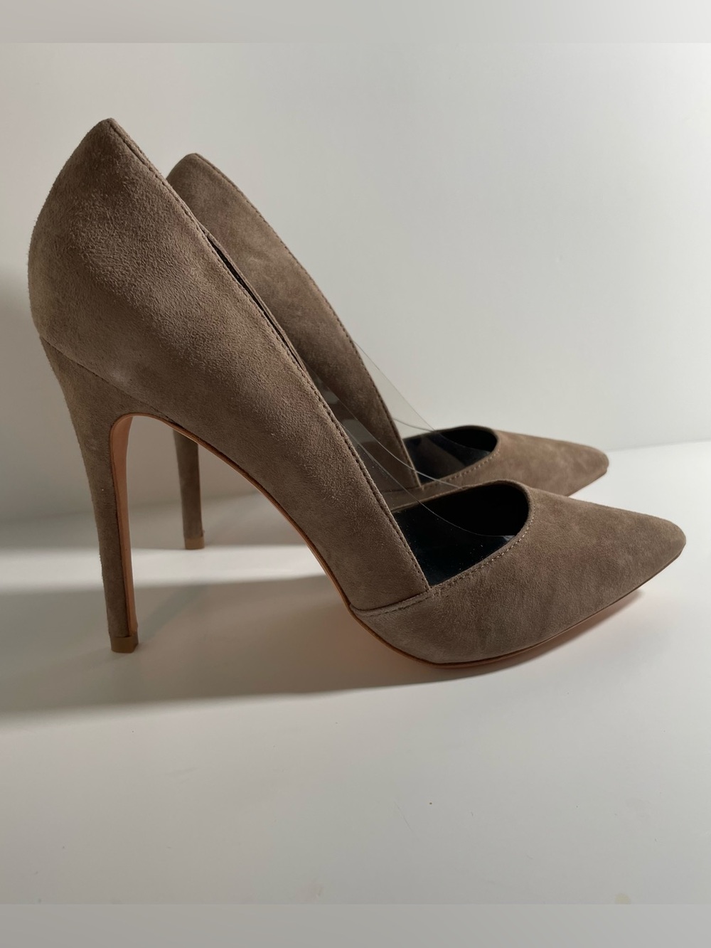 MARCIANO Leather Taupe Suede Pumps - Picture 12 of 16
